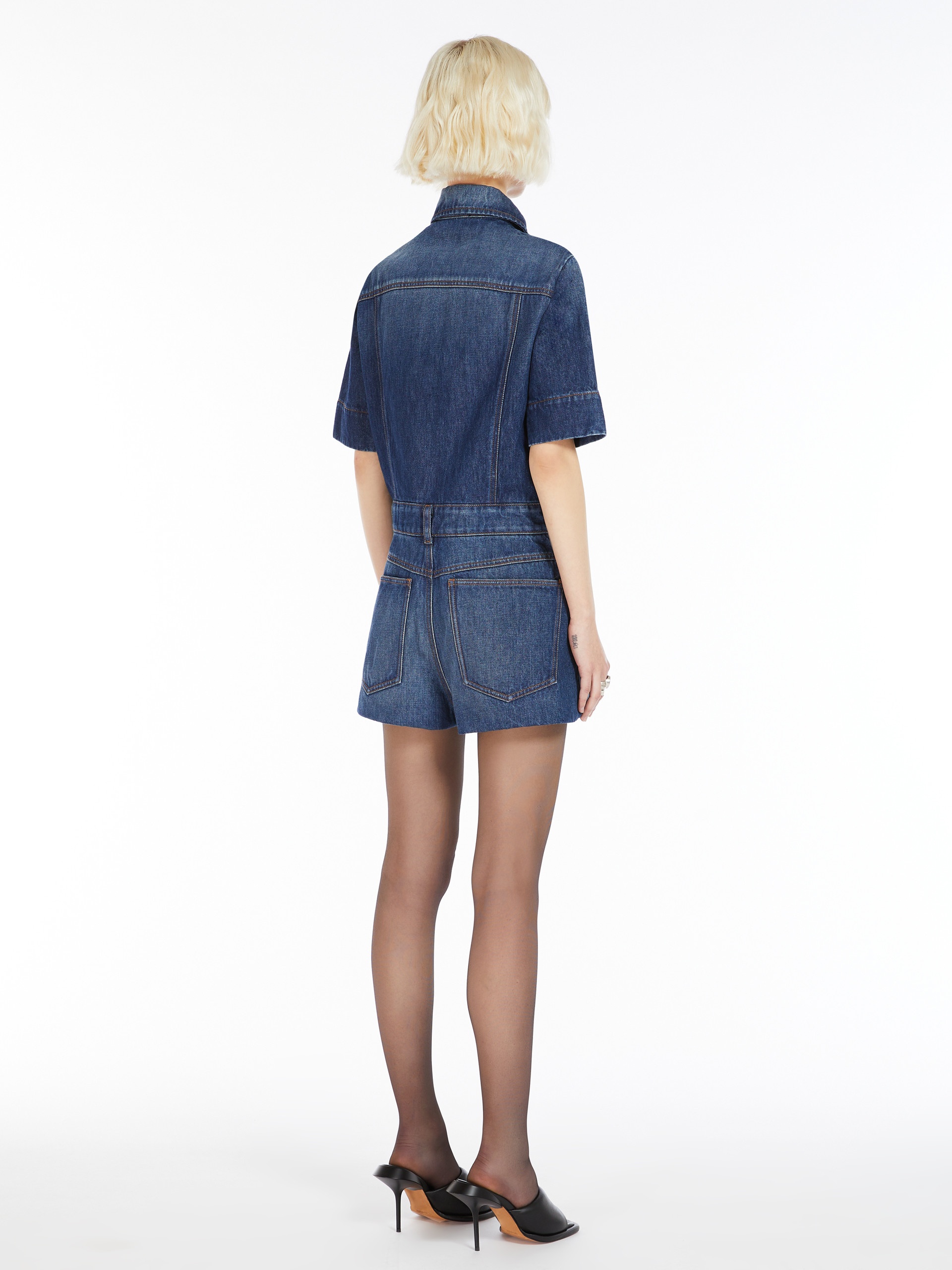 GUGLIA Denim mini playsuit - 4