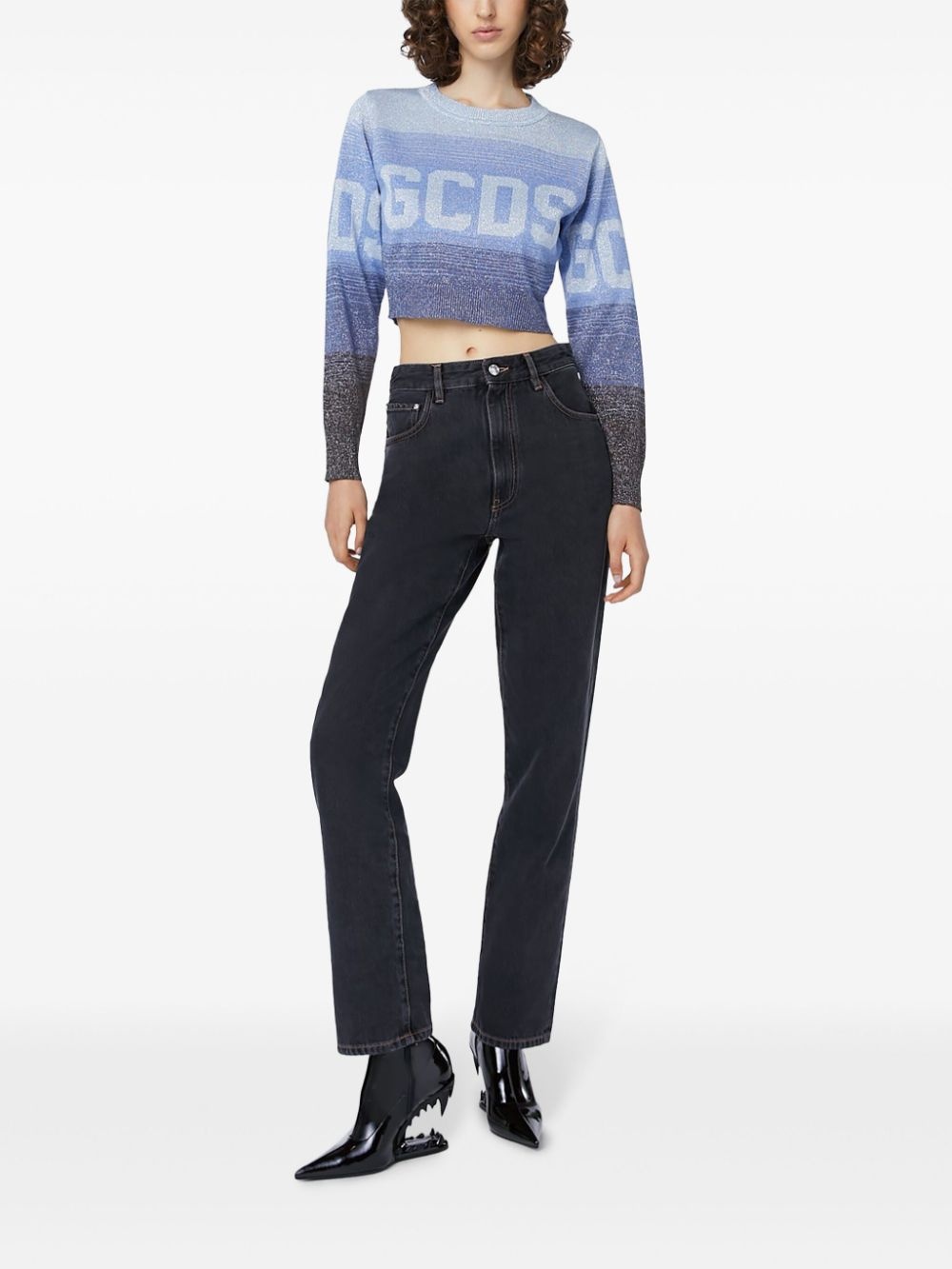 Choker rhinestone-embellished jeans - 3
