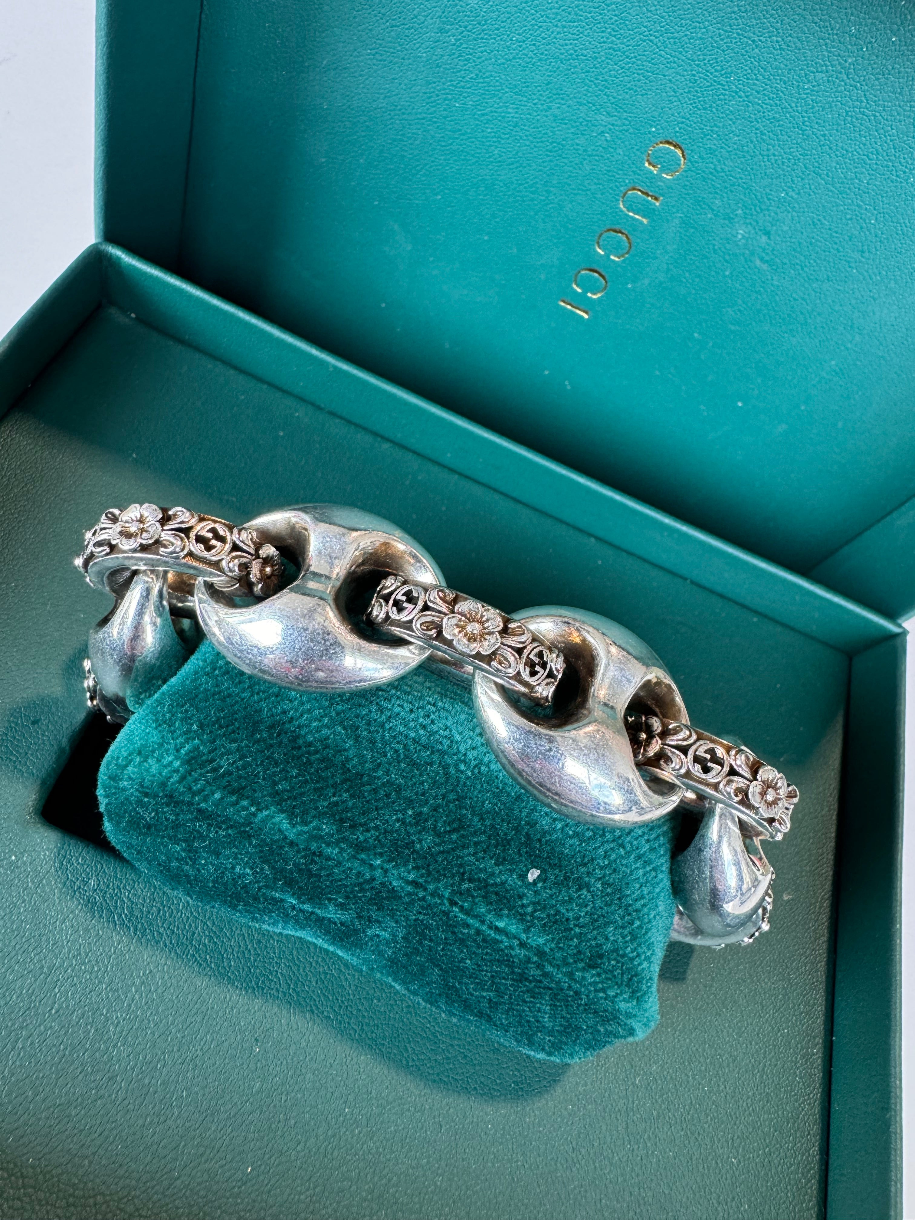 Sterling silver Interlocking G Marina Chain Bracelet - 4