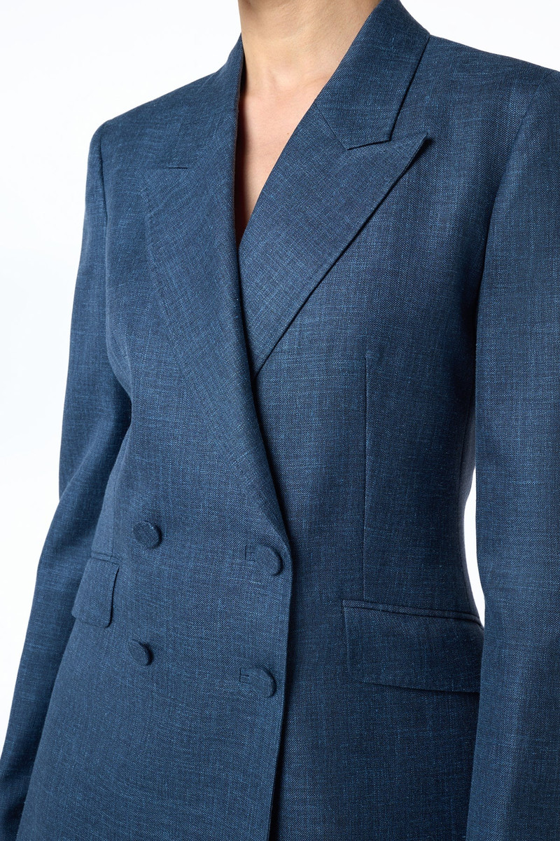 GABRIELA HEARST Angela Blazer in Denim Virgin Wool Silk with Linen outlook
