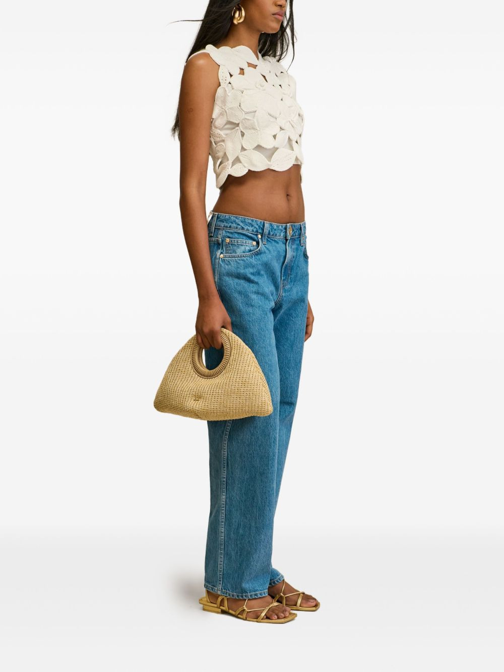 Harrington flower-lace sleeveless top - 2