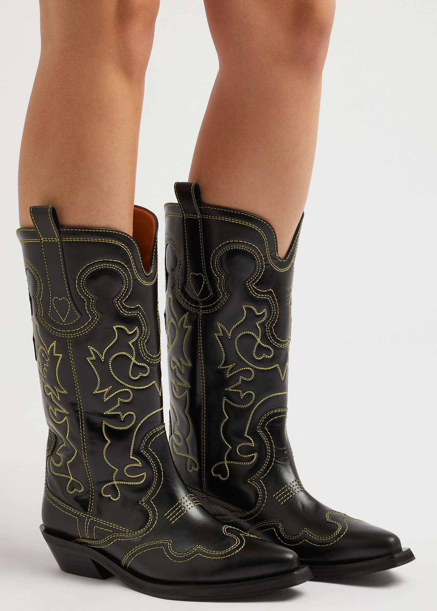 Embroidered leather cowboy boots - 5