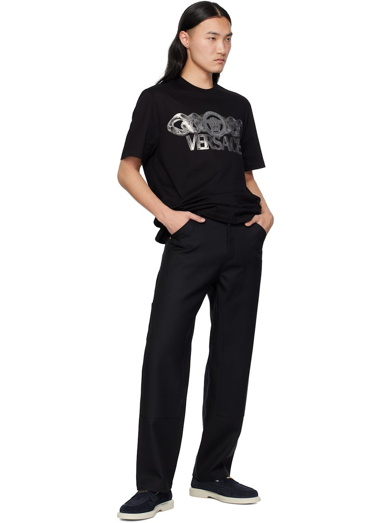 VERSACE Navy Giuliano Suede Loafers outlook