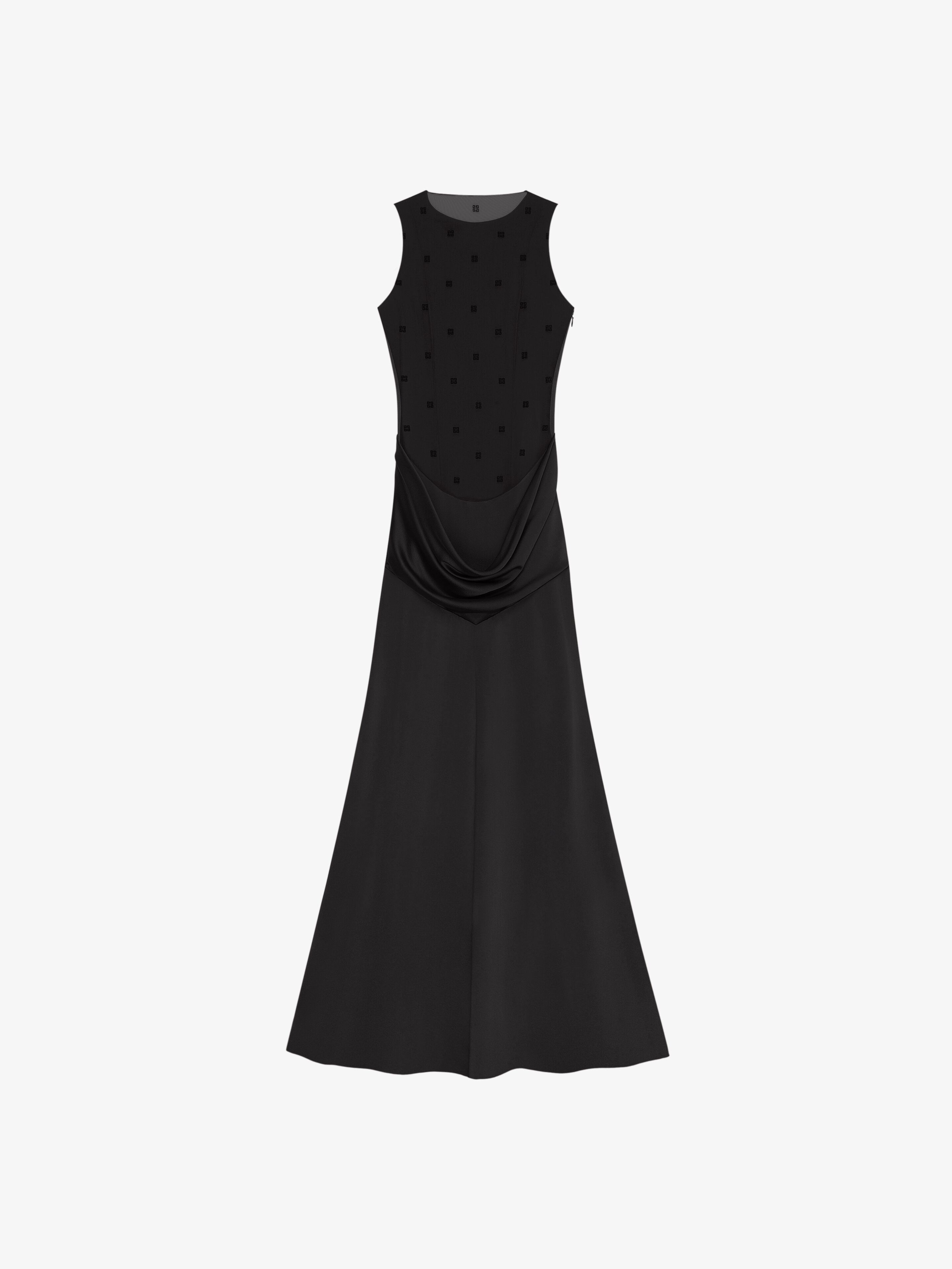 EVENING DRESS IN SATIN WITH TULLE AND DRAPE - 5