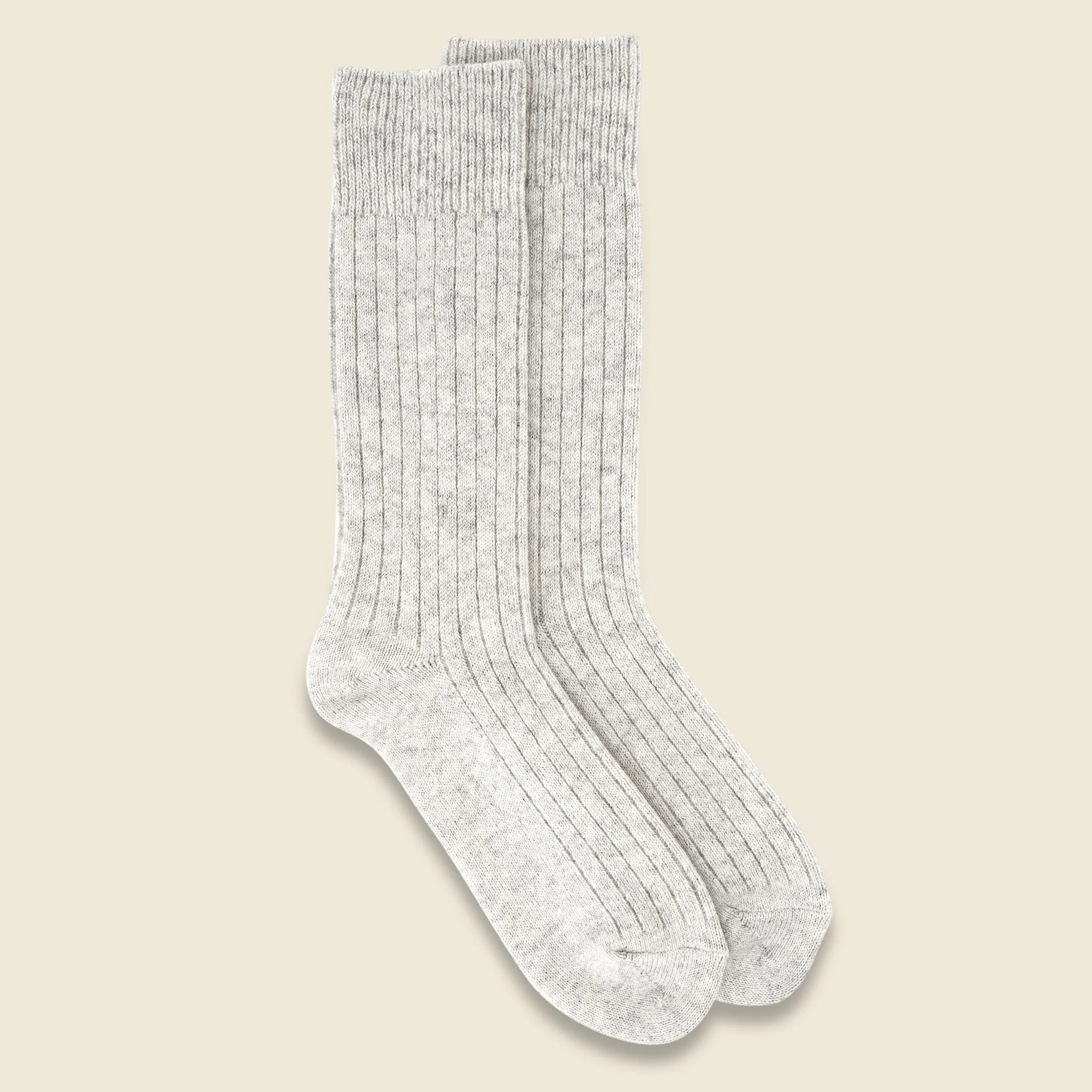Cotton Wool Rib Sock - Ash Gray - 1