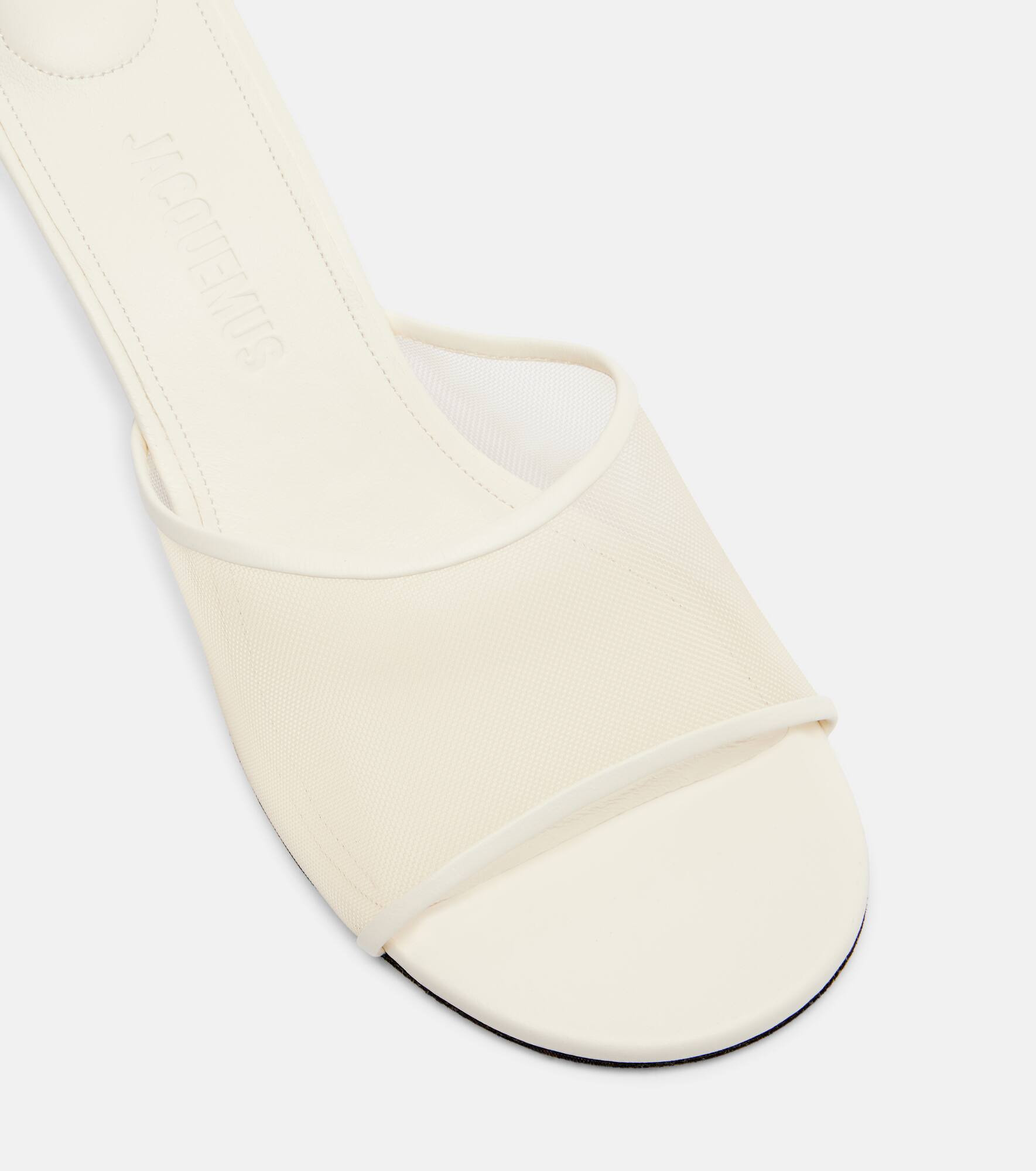 Leather-trimmed canvas sandals - 5