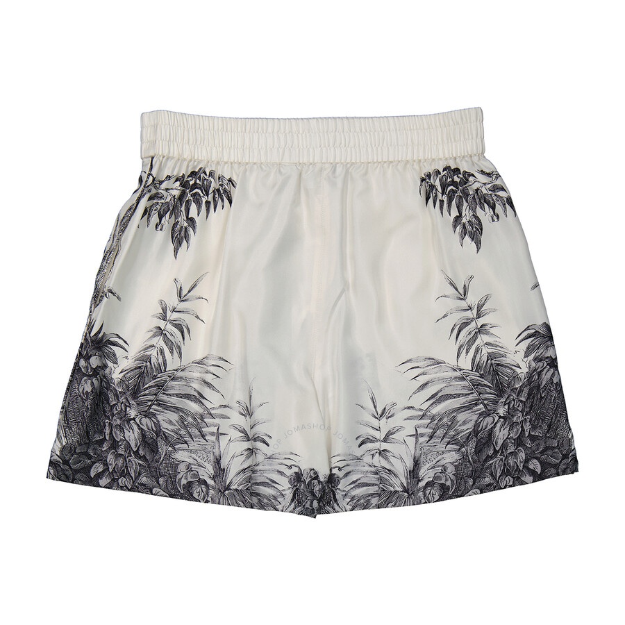 Burberry Ladies Deer Sketch Print Mulberry Silk Shorts - 2