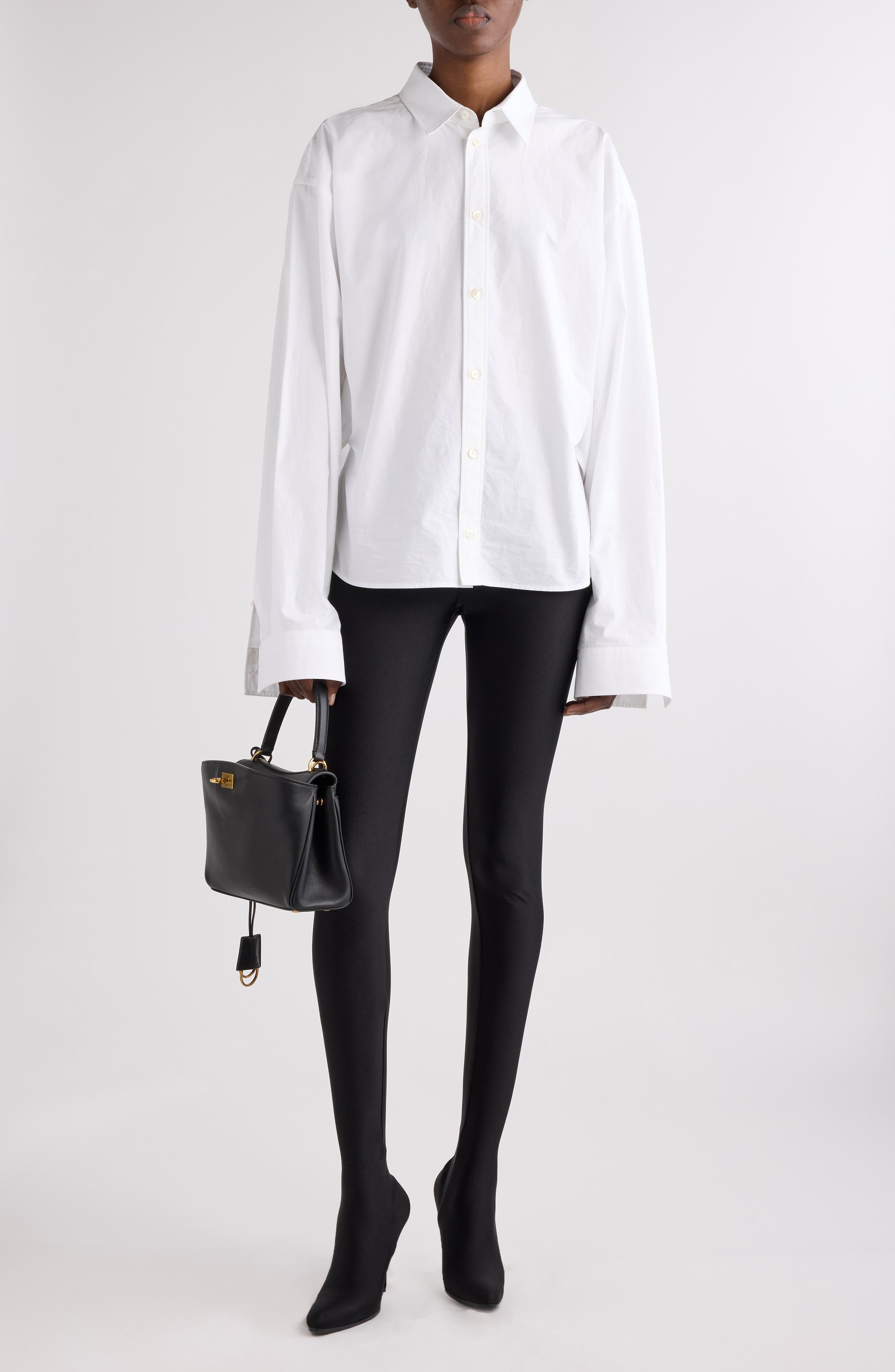 Balenciaga Semifitted Button-Up Shirt in 9000 White at Nordstrom - 2