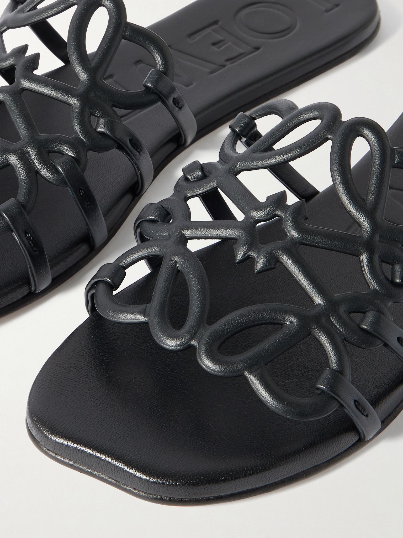 Petal Anagram leather slides Black - 5