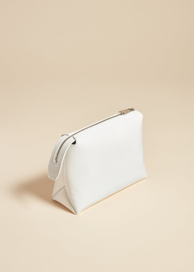 KHAITE The Lina Pochette in Optic White Crackle Patent Leather outlook