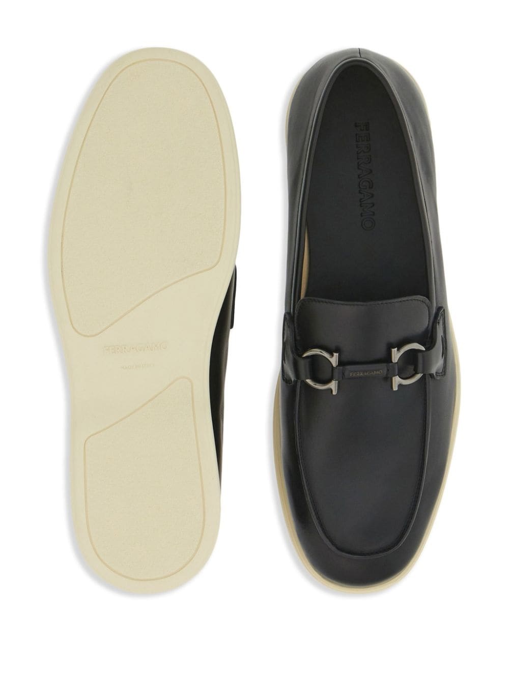 Gancini-plaque leather loafers - 5