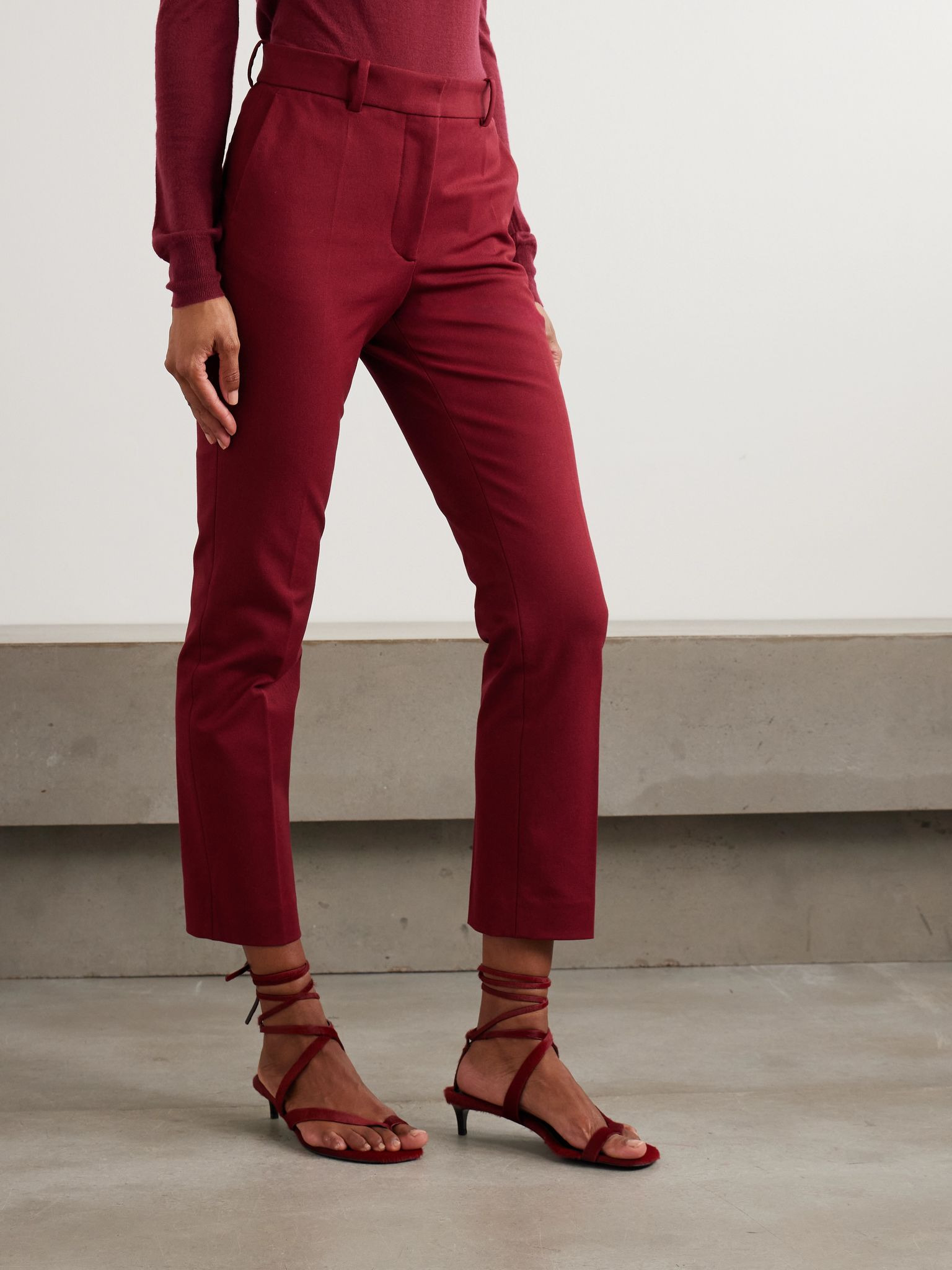 Coleman cropped stretch-twill straight-leg pants Red - 3