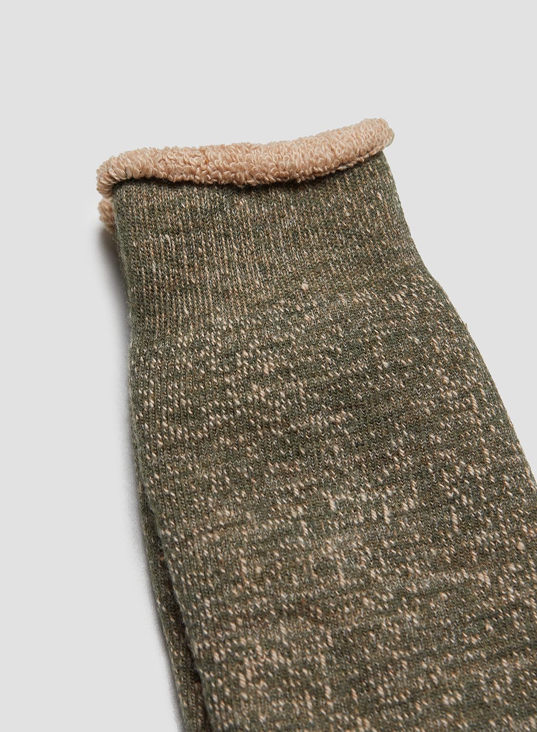 Rototo Double Face Crew Sock in Green/Brown - 2