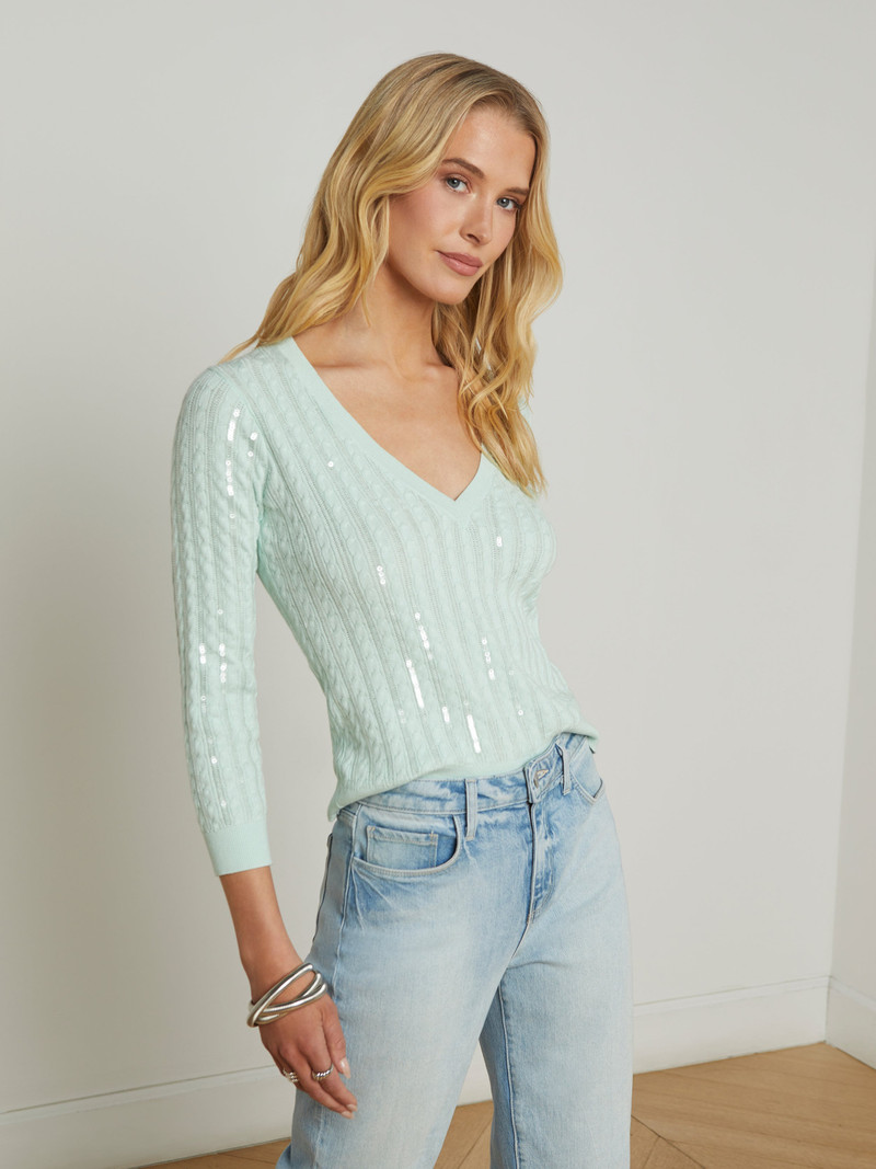 Trinity Sequin Cabled Pullover 3