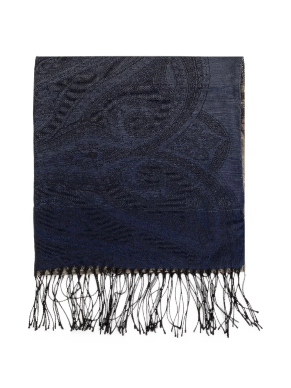 paisley-jacquard fringed scarf - 1