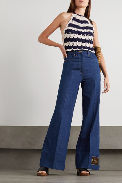 GUCCI Appliquéd high-rise wide-leg jeans  outlook