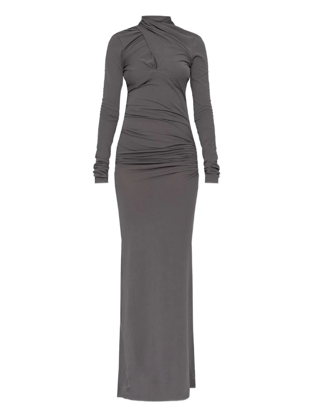 draped long-sleeve maxi dress - 1