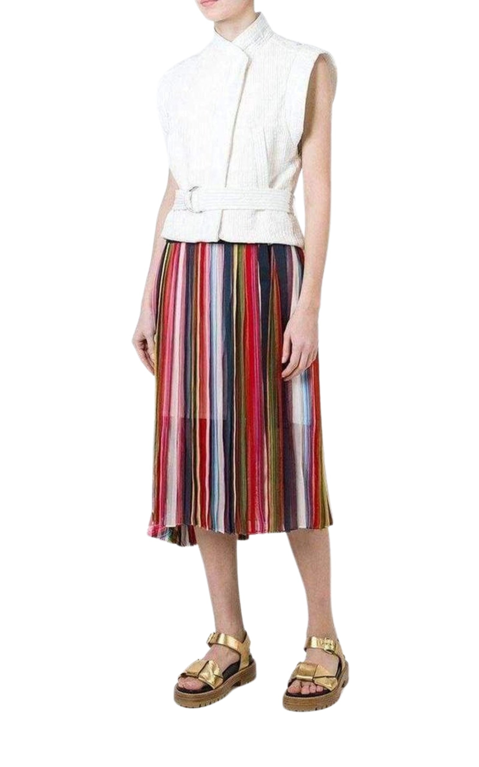 Multi Coloured Striped Midi Skirt - 2