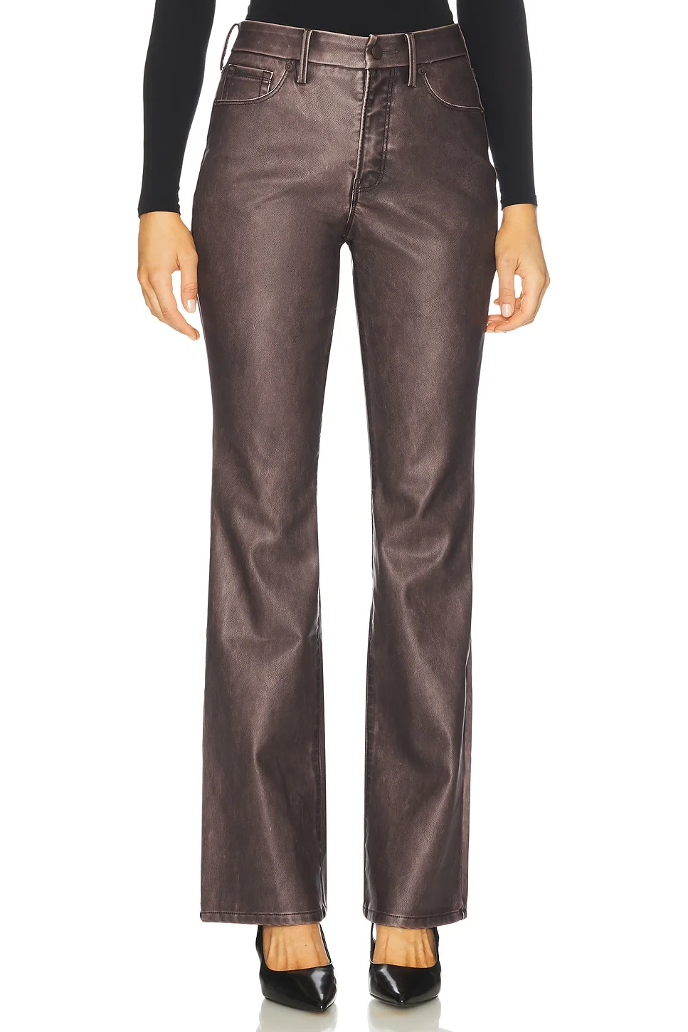 Good Classic Bootcut Faux Leather Pants - 1