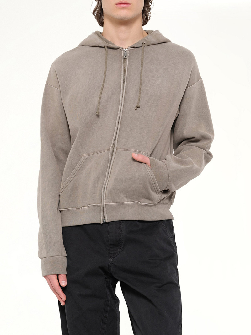 4-Stitch Zipped Hoodie in Brown 6