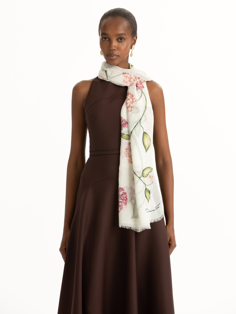Oscar de la Renta PORCELAIN FLOWER MODAL CASHMERE SCARF outlook