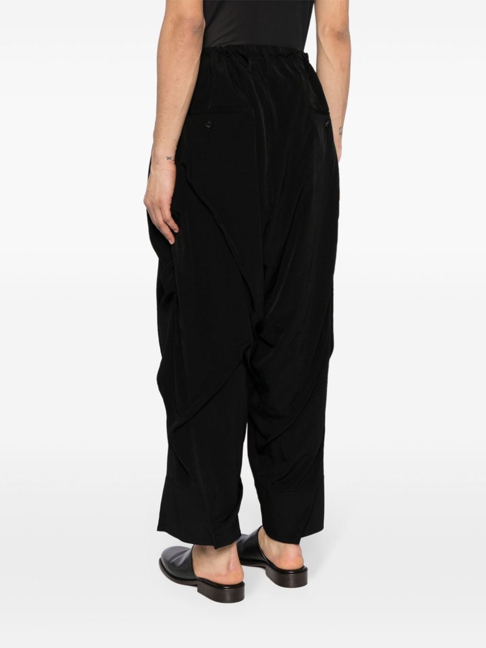 pleated drop-crotch trousers - 4
