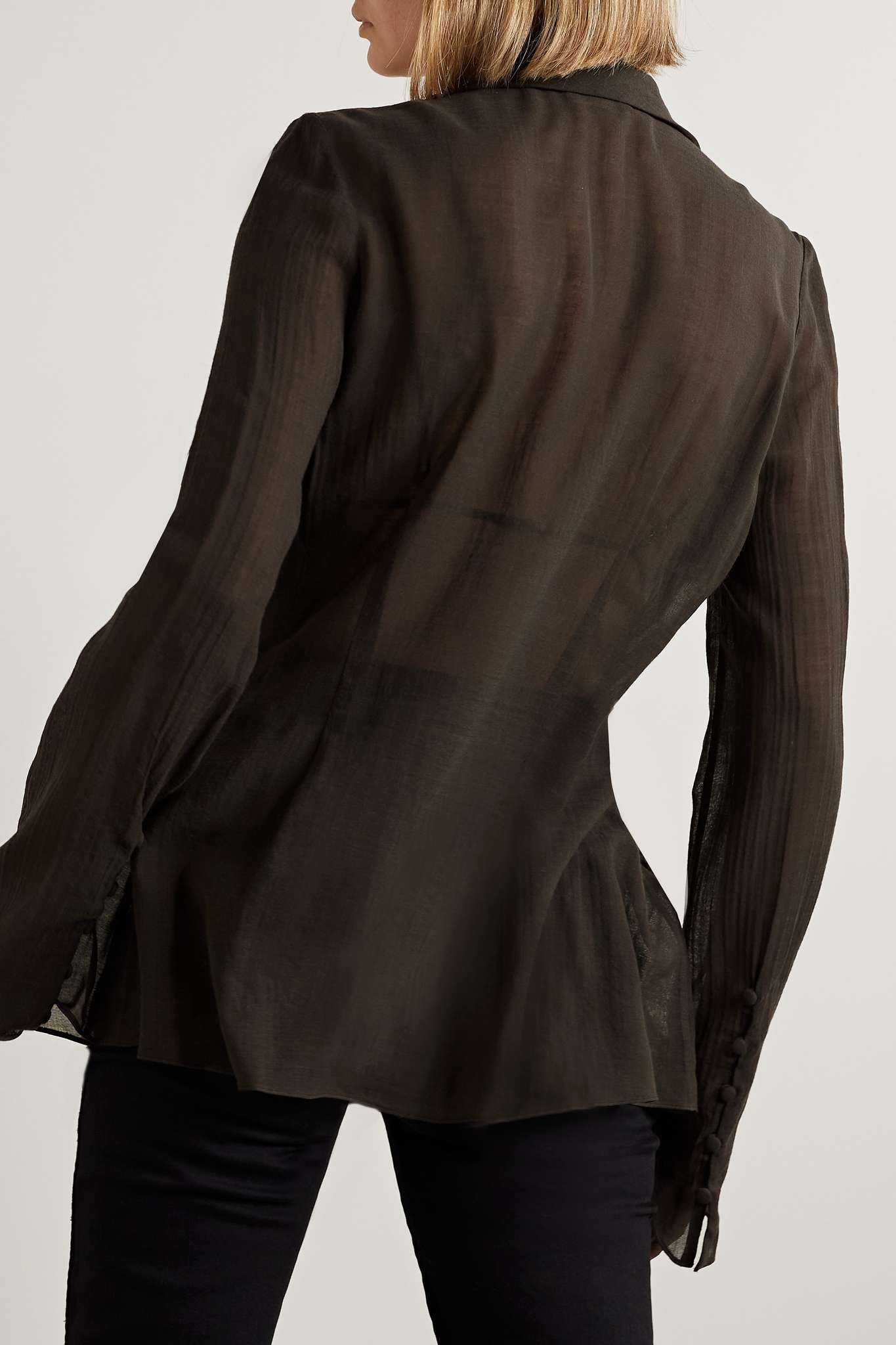 Miles pleated wool-blend voile shirt - 3