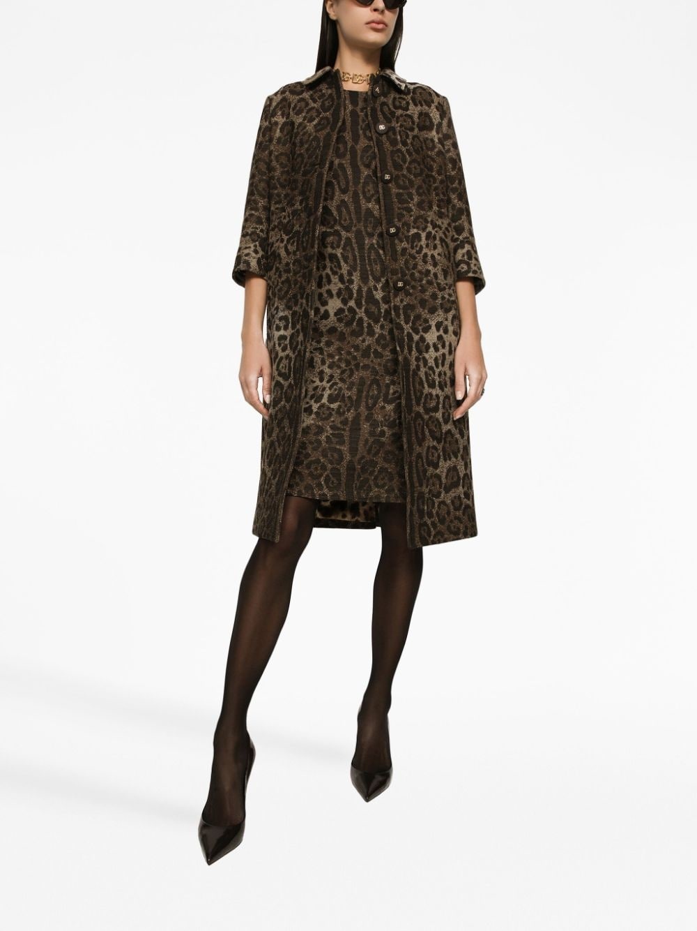 leopard-print single-breasted coat - 3