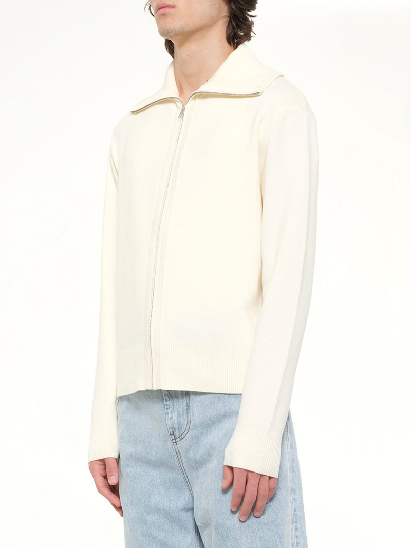 Knit Zip Up Jacket in Ivory 3