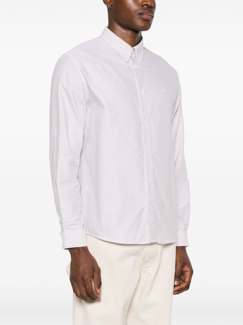 embroidered-logo striped shirt - 3