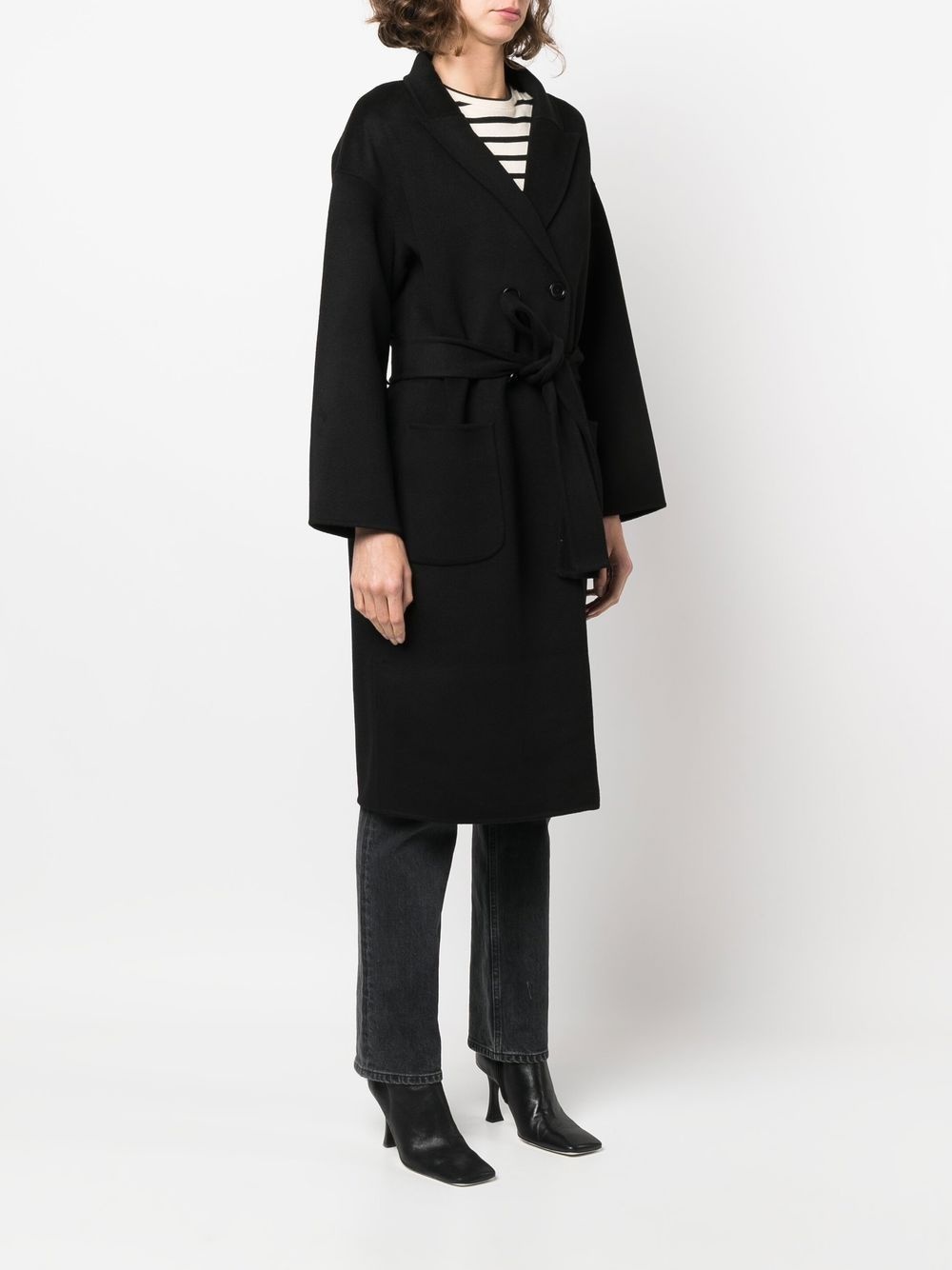 belted double-breasted coat - 3