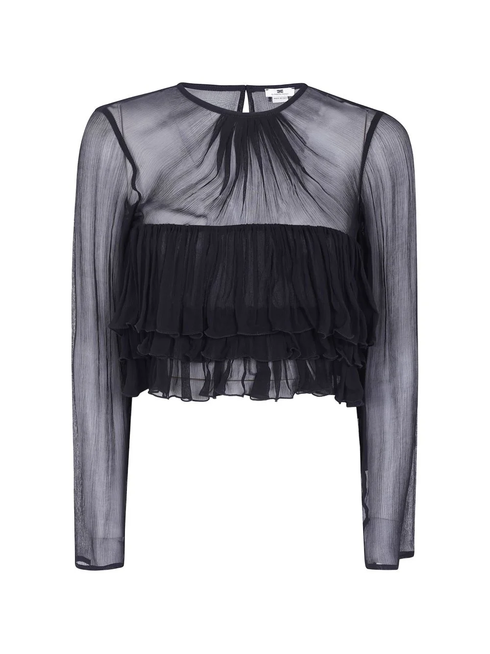 ruffled semi-sheer blouse - 1