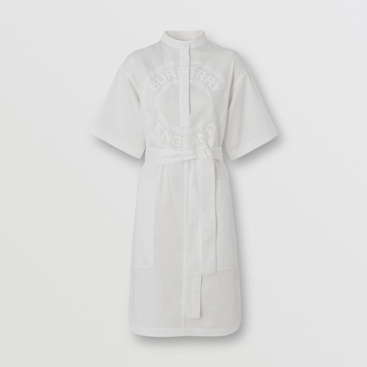 Short-sleeve Logo Graphic Cotton Smock Dress - 1