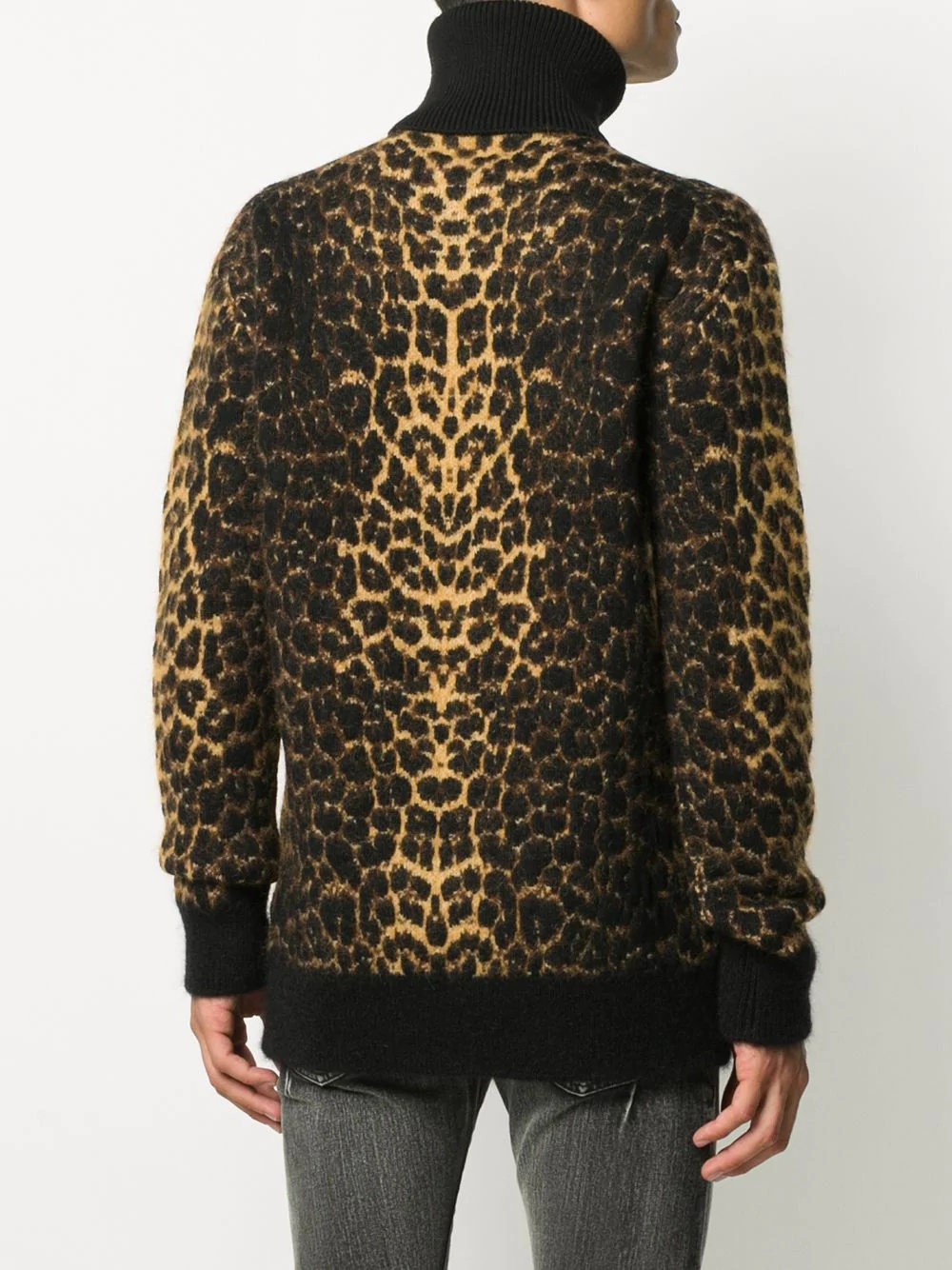 leopard-print roll-neck jumper - 4