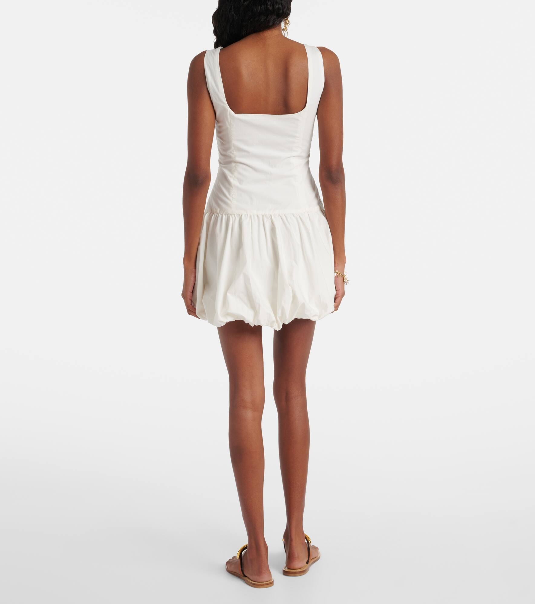Gathered cotton poplin minidress - 3