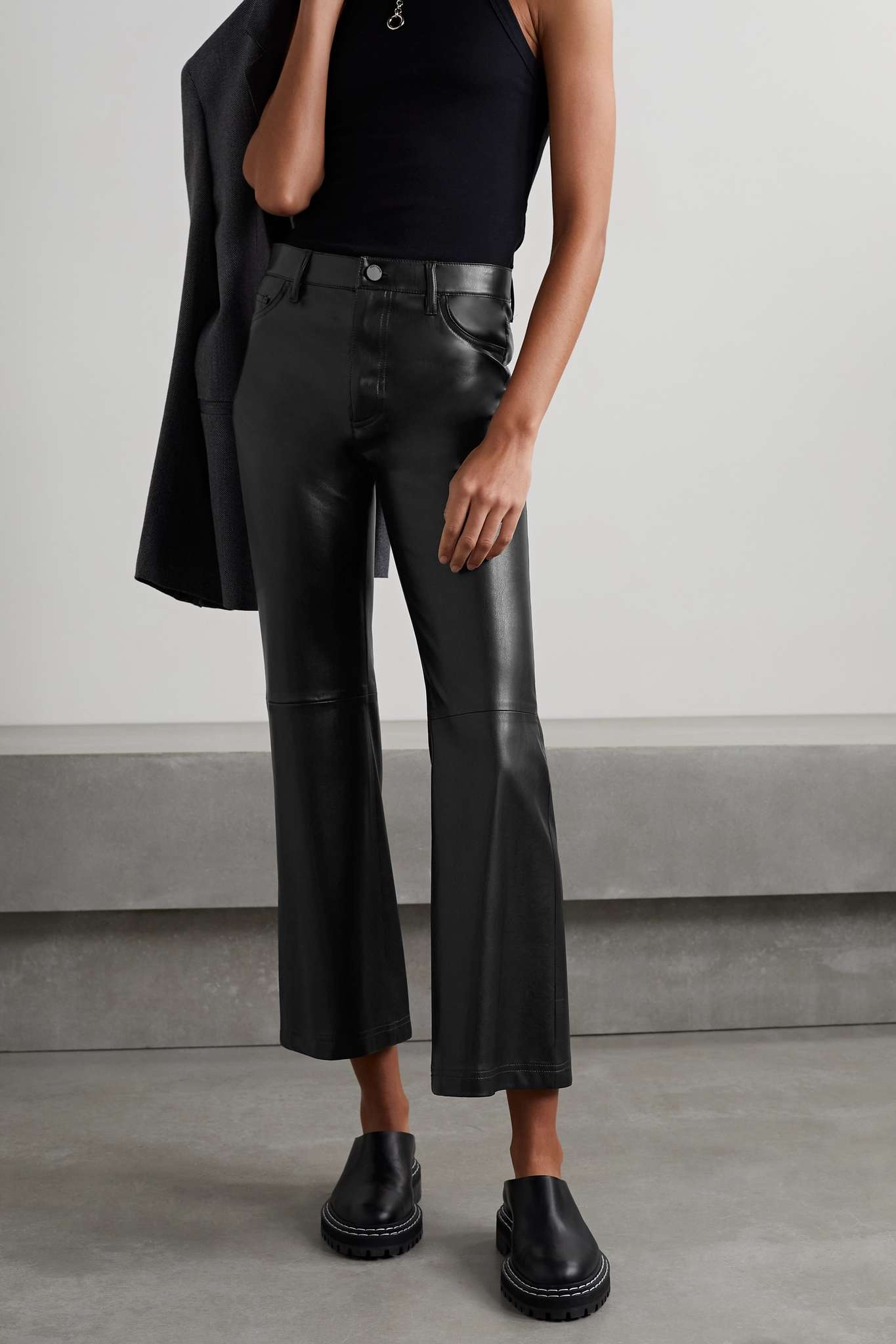 Marshall cropped vegan leather flared pants - 3