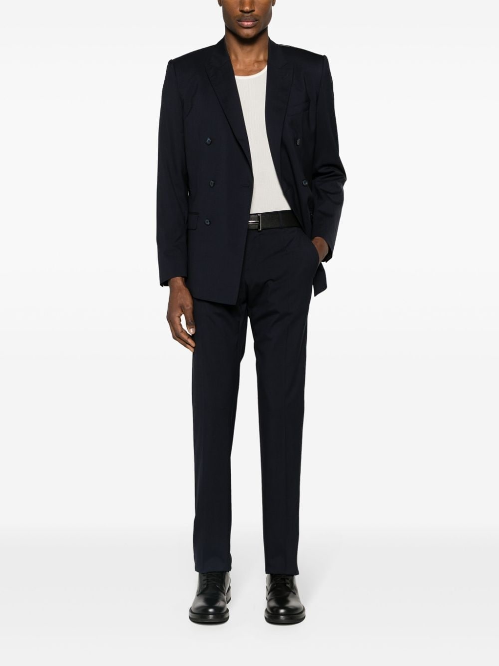 double-breasted twill blazer - 2