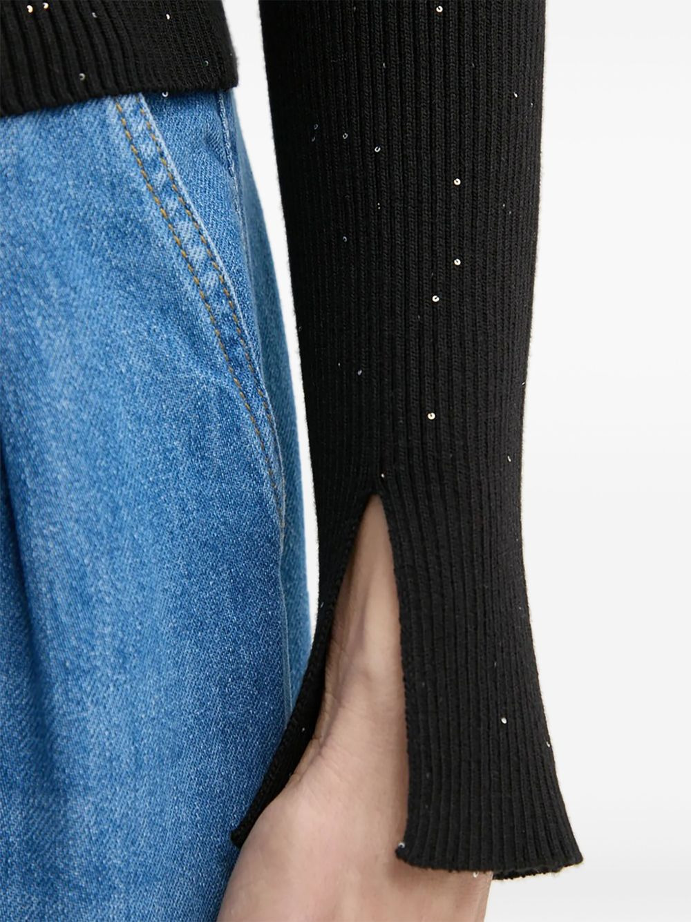 sequin-embellished split-cuff cardigan - 4