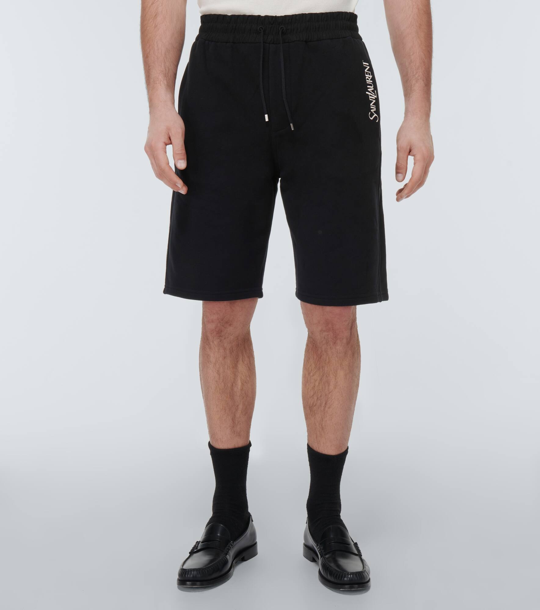 Embroidered cotton jersey track shorts - 3