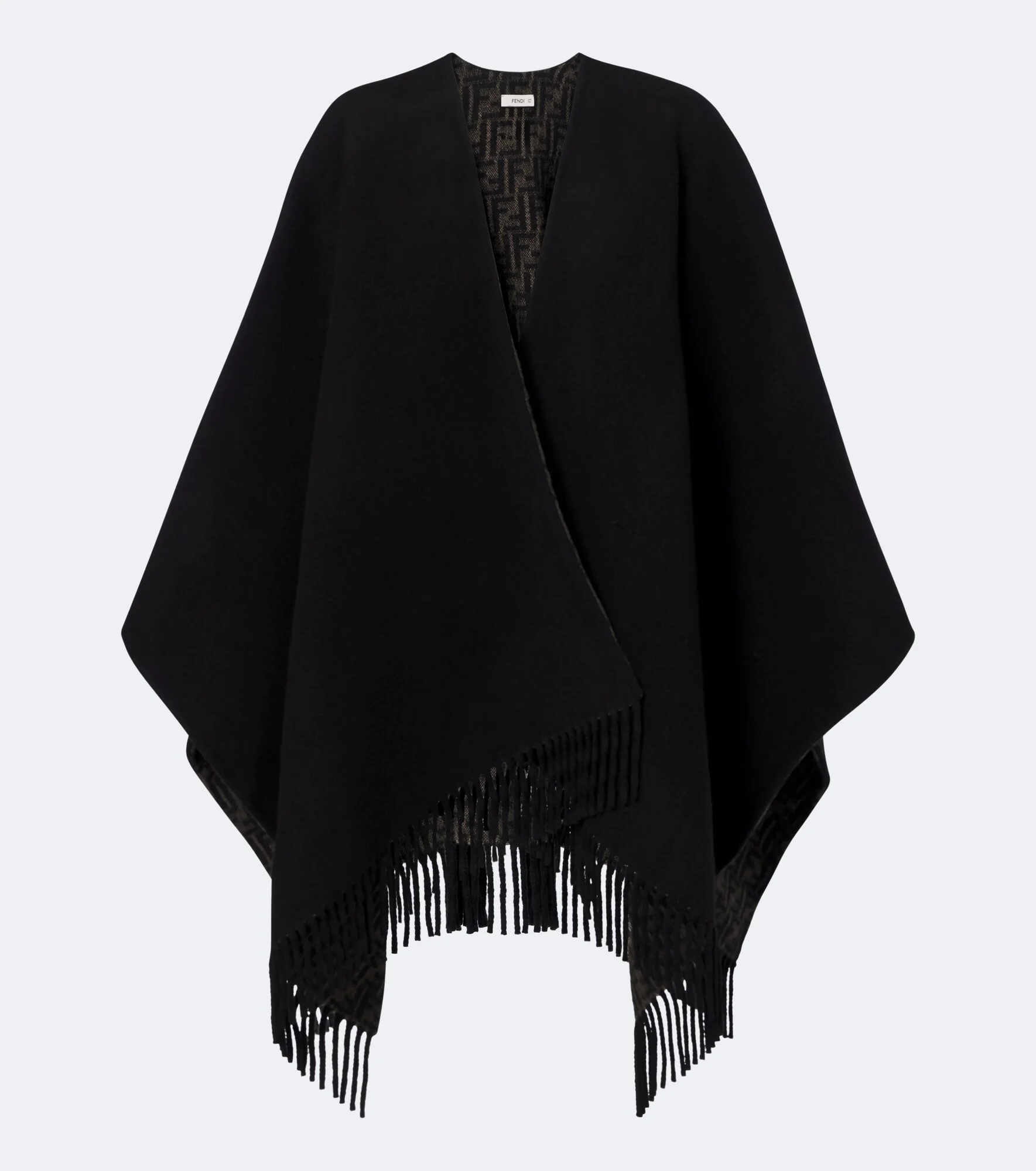 Reversible wool and cashmere poncho - 1
