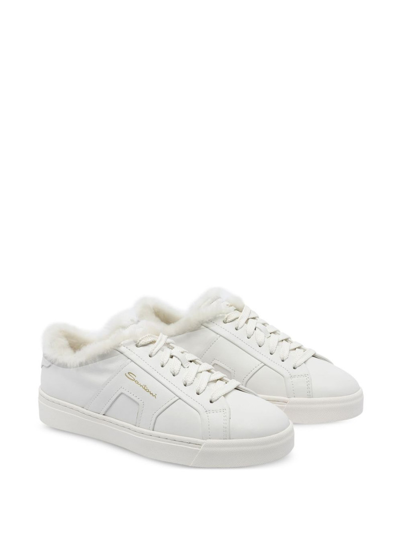 Santoni faux-fur leather sneakers outlook