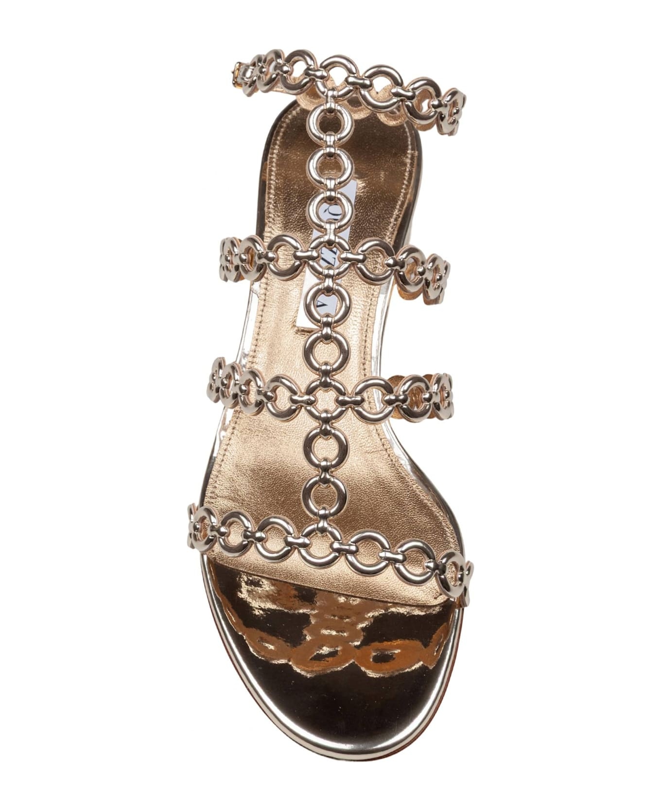 Aquazzurra Infinity Chain 35 Sandal In Mirrored Leather, Gold Color - 3