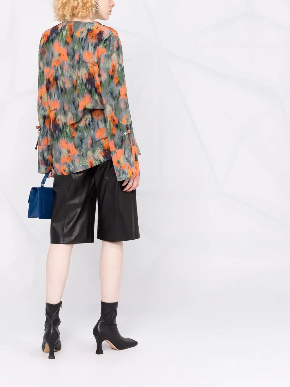 graphic-print silk blouse - 4