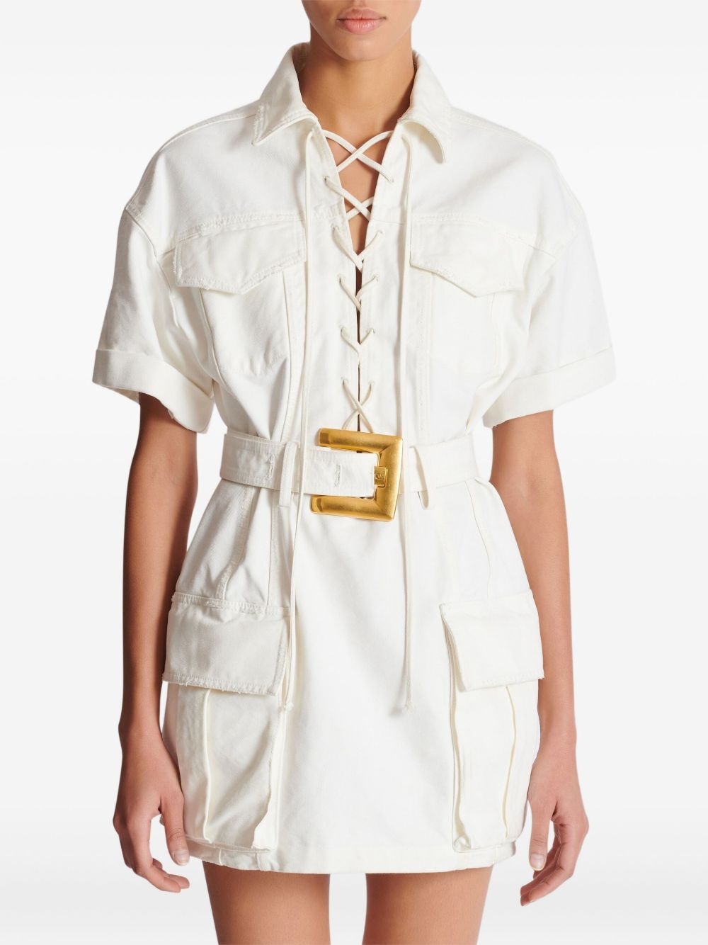 canvas mini dress - 3