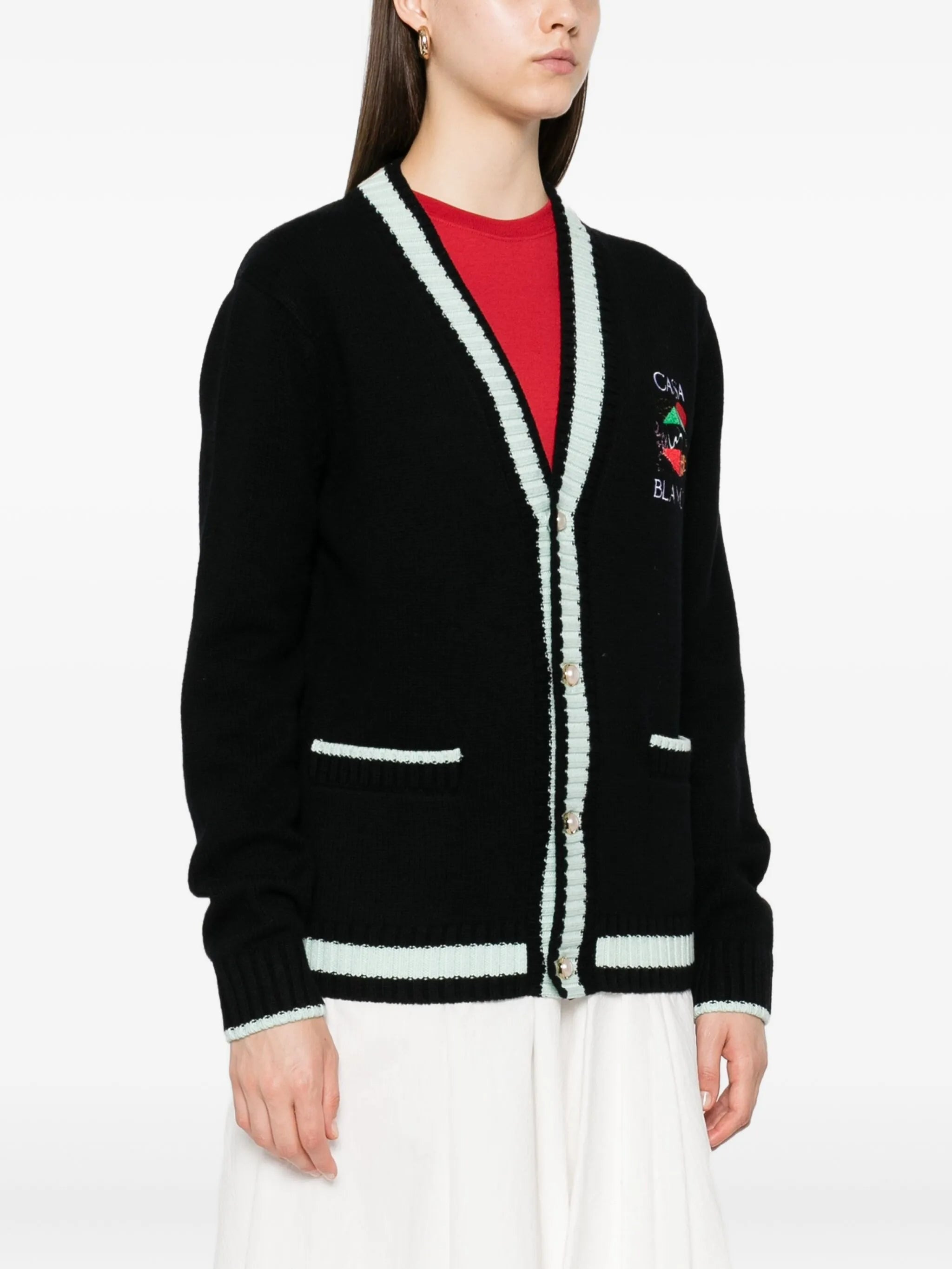Casablanca Embroidered Panel Cardigan - 5