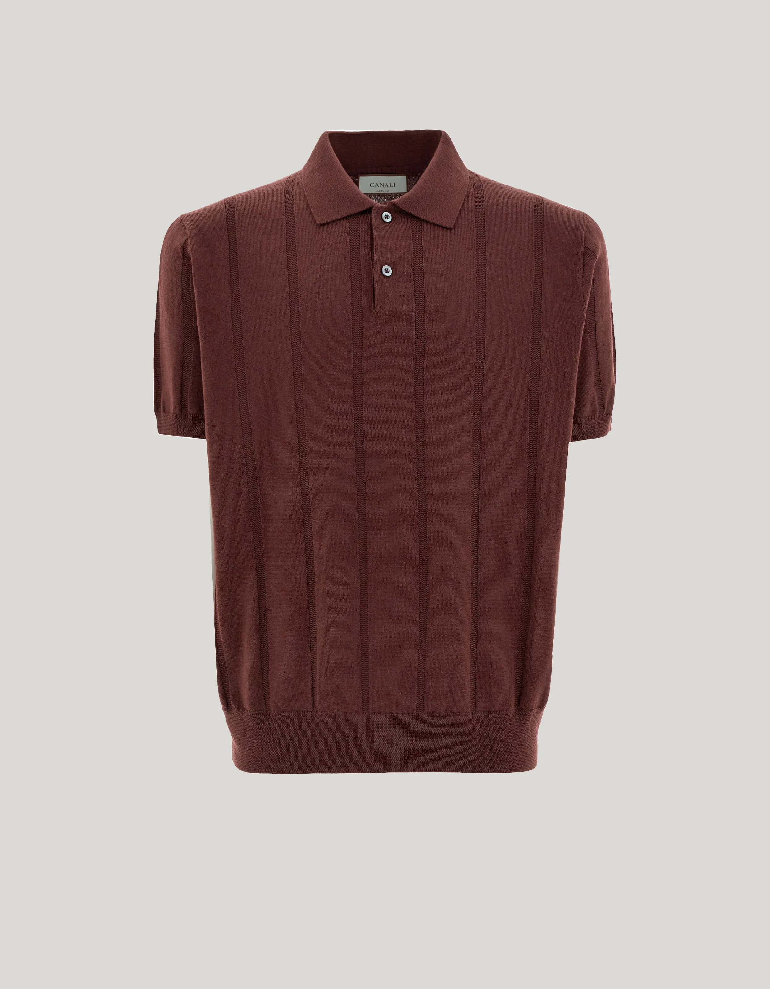 BURGUNDY EXTRA-FINE MERINO WOOL POLO SHIRT - 1