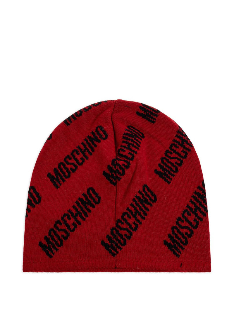 Moschino logo-pattern beanie outlook