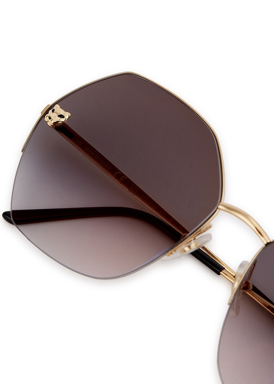 Cartier Panthère De Cartier Gold-tone Oversized, Sunglasses, Acetate - 8