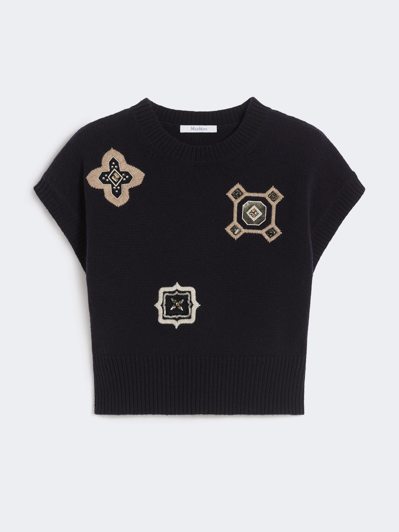 ANFORA Wool and cashmere cropped sweater - ULTRAMARINE 1
