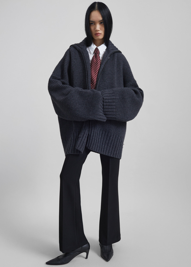 Saclay Oversized Zip-Up Cardigan - Charcoal 8